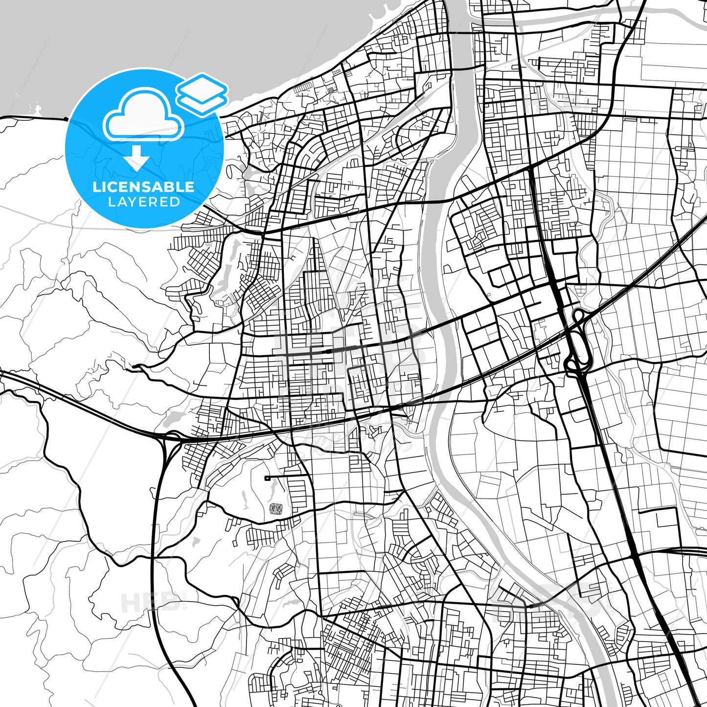 Layered PDF map of Jōetsu, Niigata, Japan