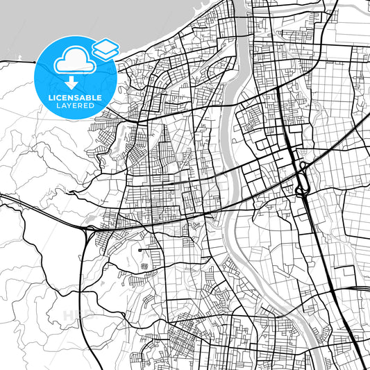 Layered PDF map of Jōetsu, Niigata, Japan