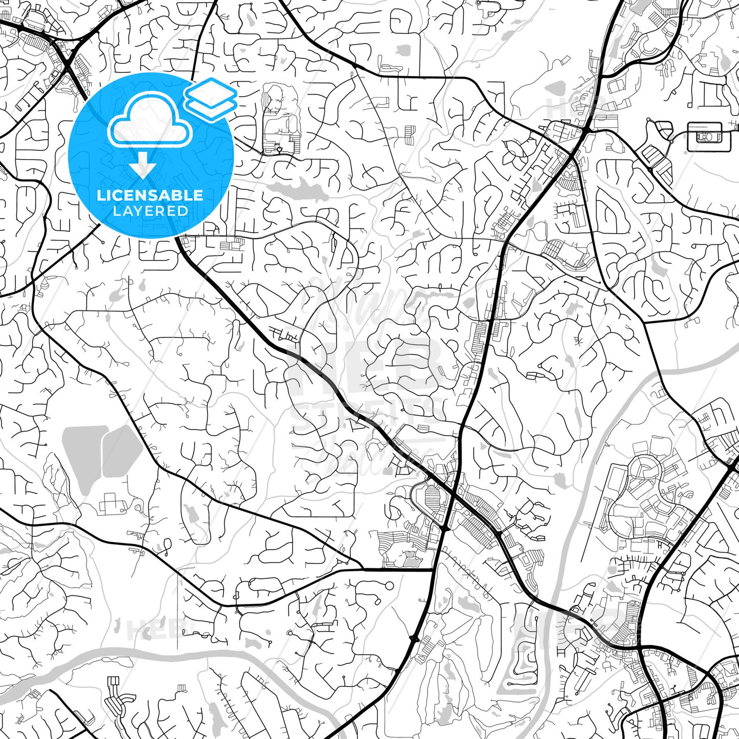 Layered PDF map of Johns Creek, Georgia, United States