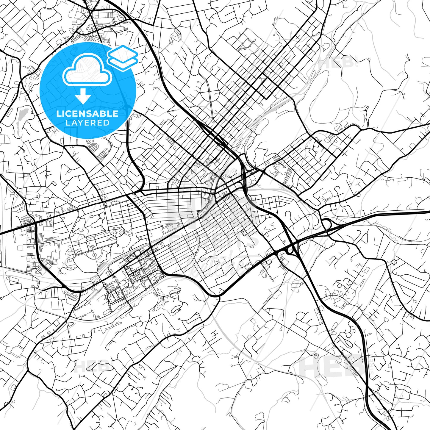 Layered PDF map of Johnson City, Tennessee, United States