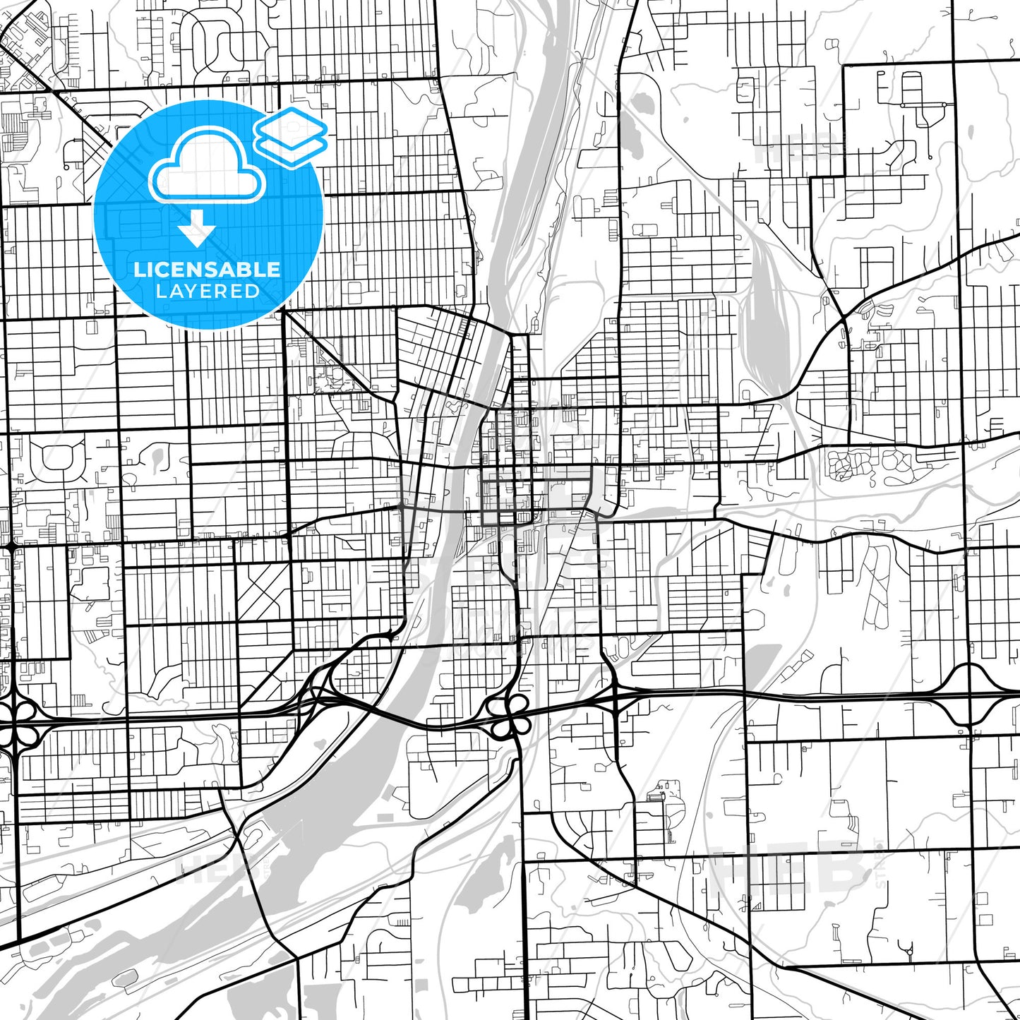 Layered PDF map of Joliet, Illinois, United States