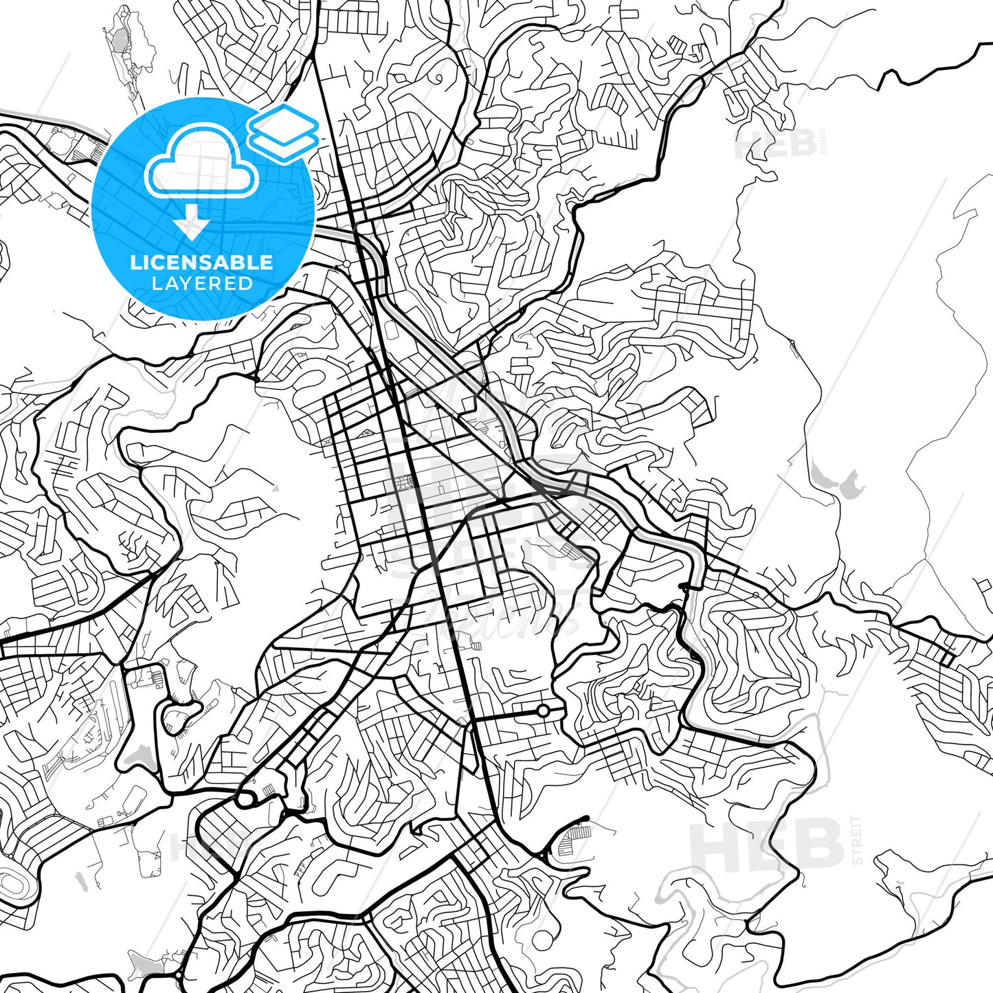 Layered PDF map of Juiz de Fora, Brazil