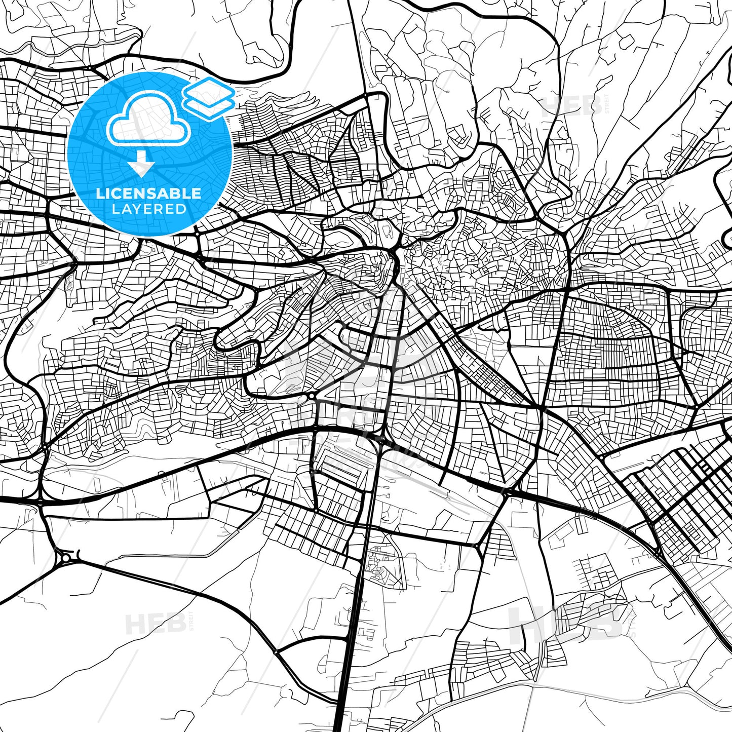 Layered PDF map of Kahramanmaraş, Kahramanmaraş, Turkey