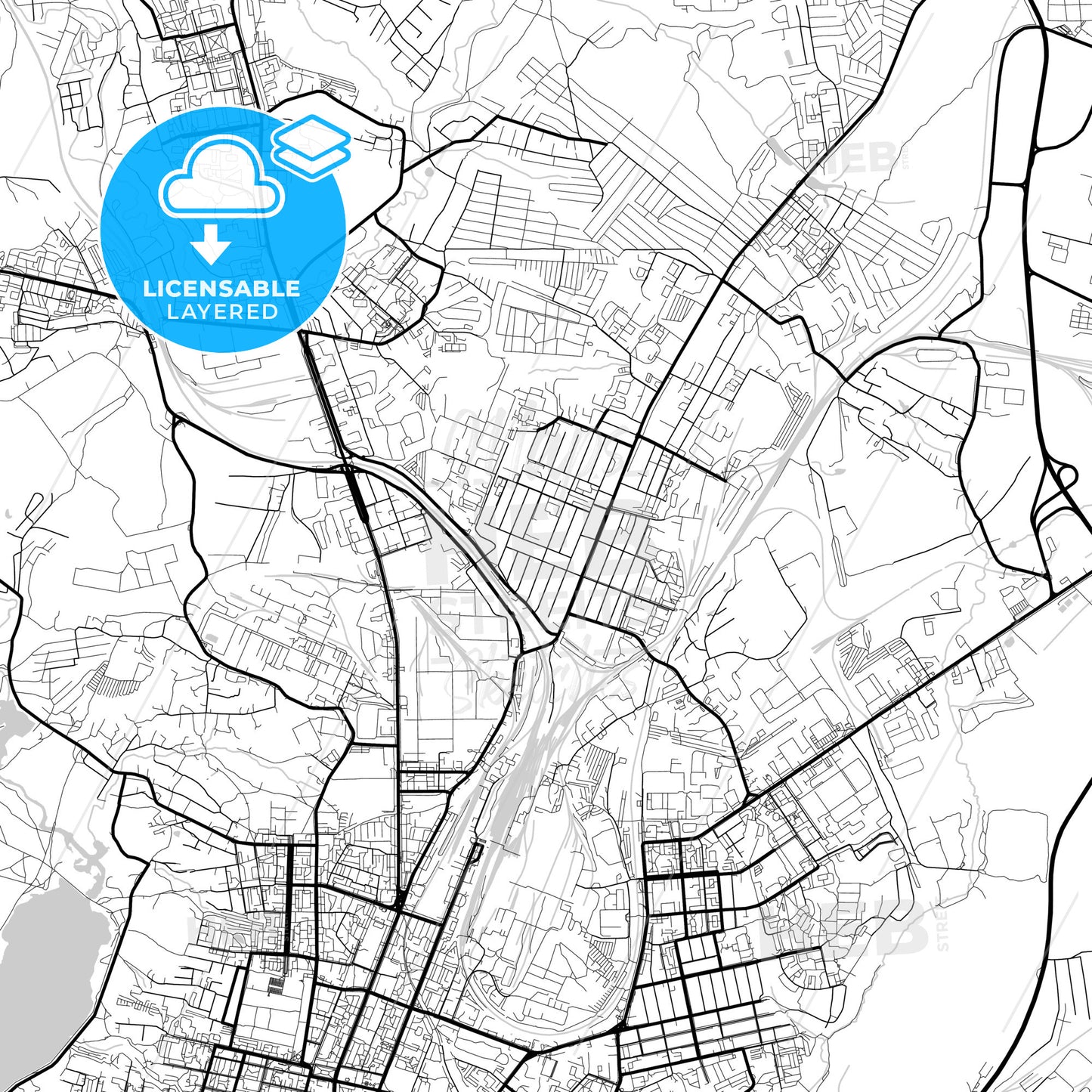 Layered PDF map of Kaluga, Kaluga Oblast, Russia