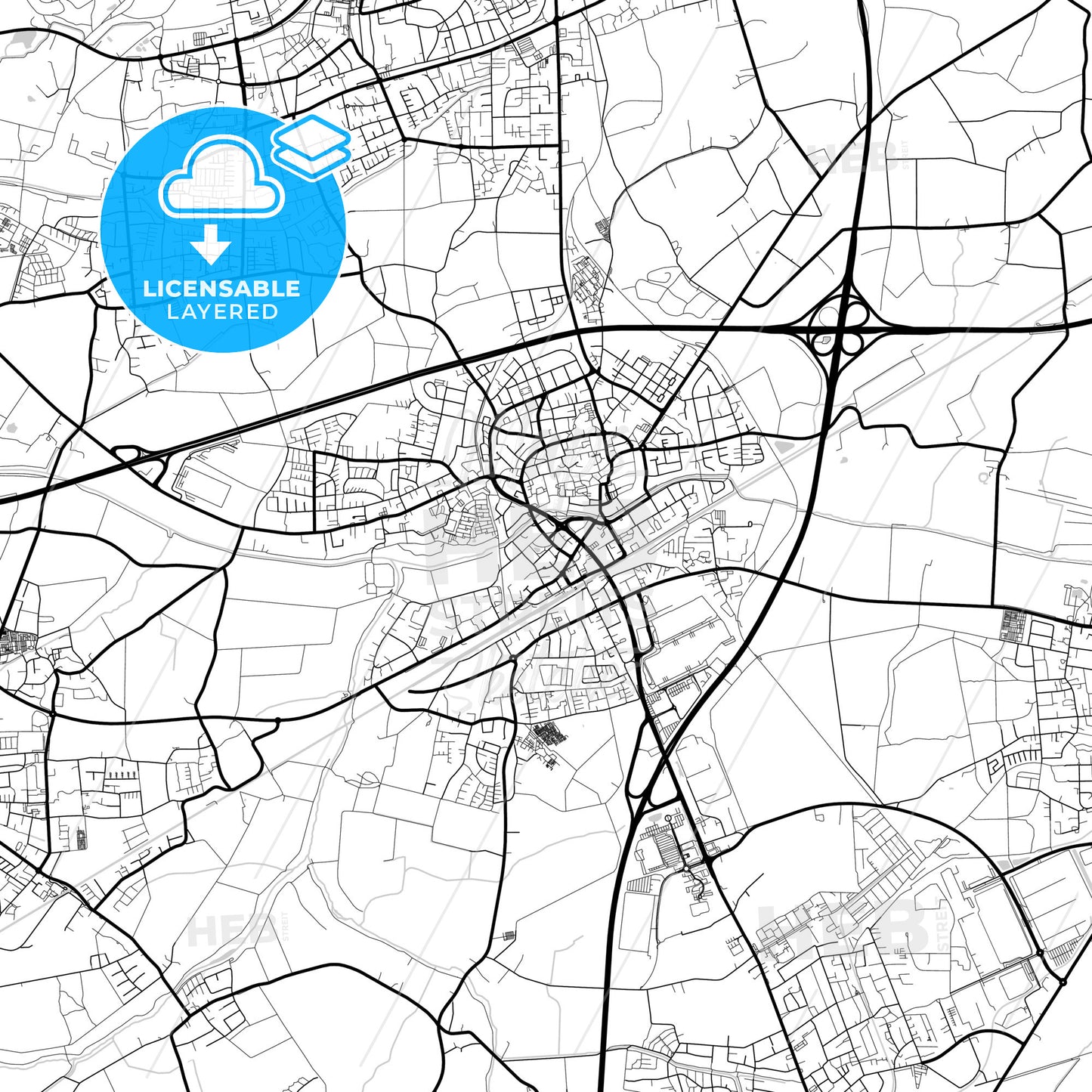 Layered PDF map of Kamen, North Rhine-Westphalia, Germany