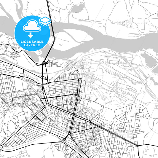 Layered PDF map of Kamianske, Dnipropetrovsk Oblast, Ukraine