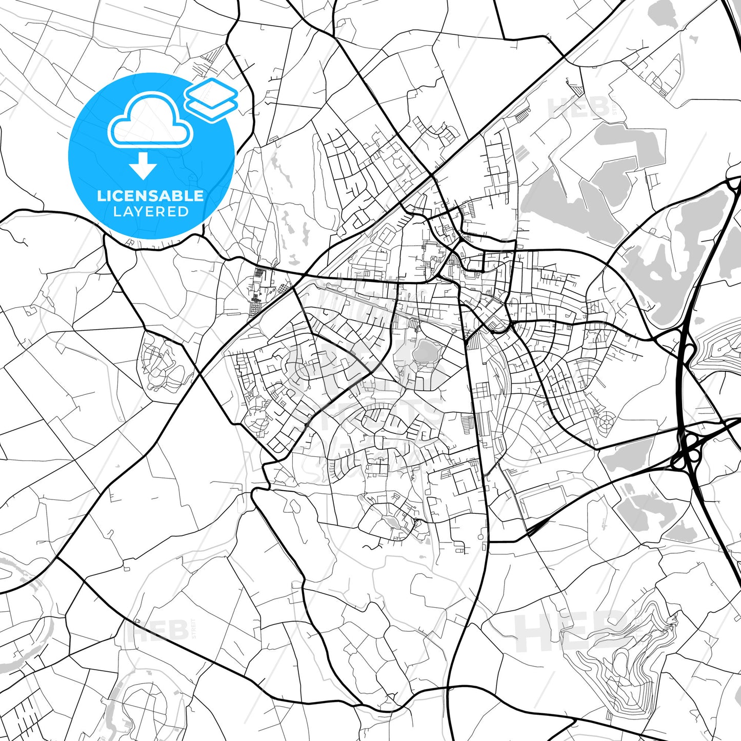 Layered PDF map of Kamp-Lintfort, North Rhine-Westphalia, Germany