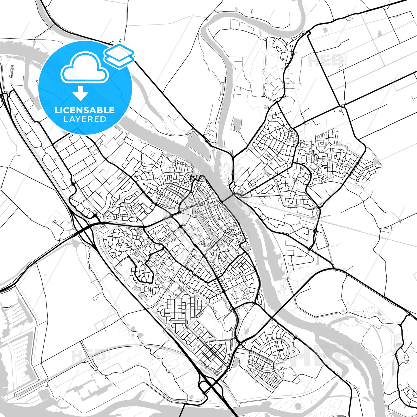 Layered PDF map of Kampen, Overijssel, Netherlands