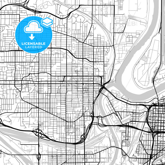 Layered PDF map of Kansas City, Kansas, United States