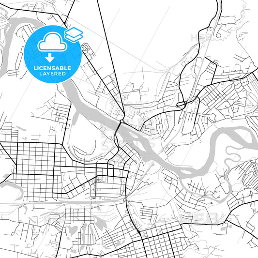 Layered PDF map of Kansk, Krasnoyarsk Krai, Russia