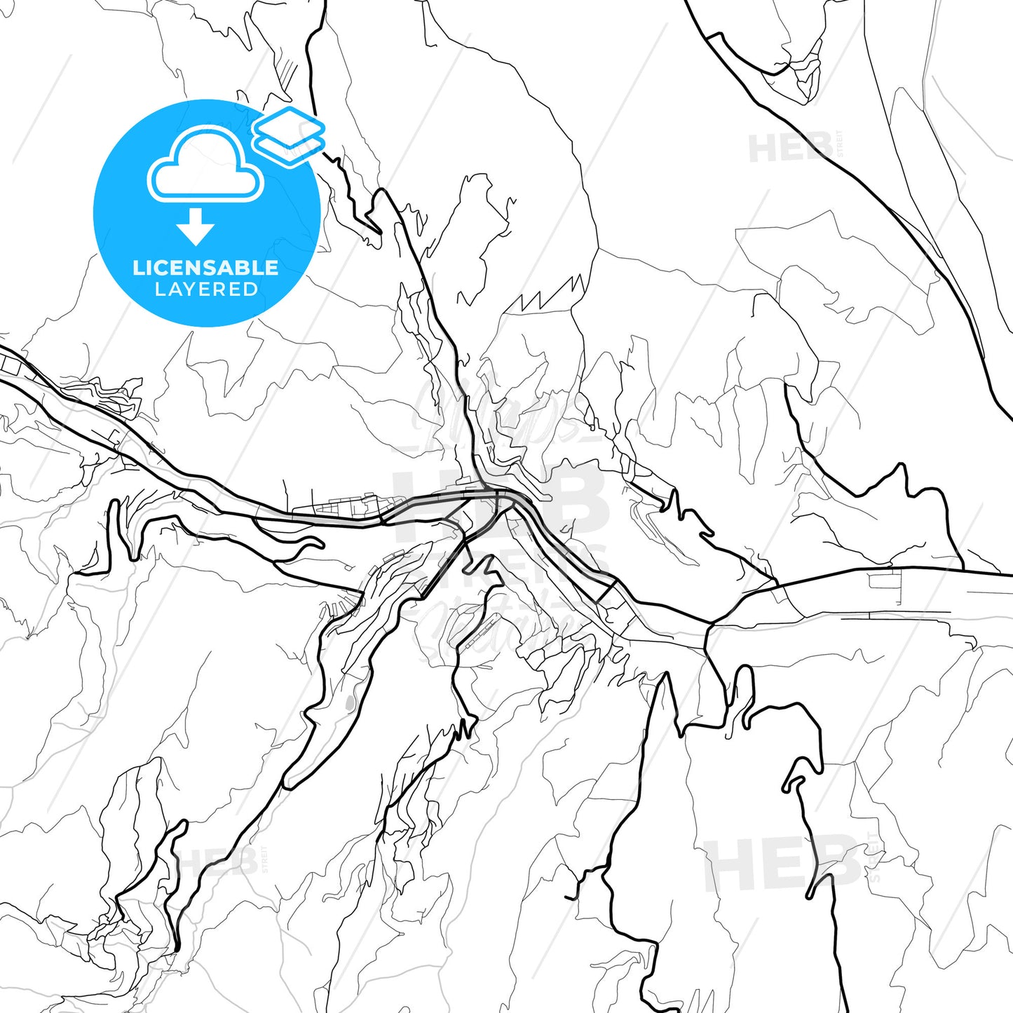 Layered PDF map of Kapan, Syunik, Armenia