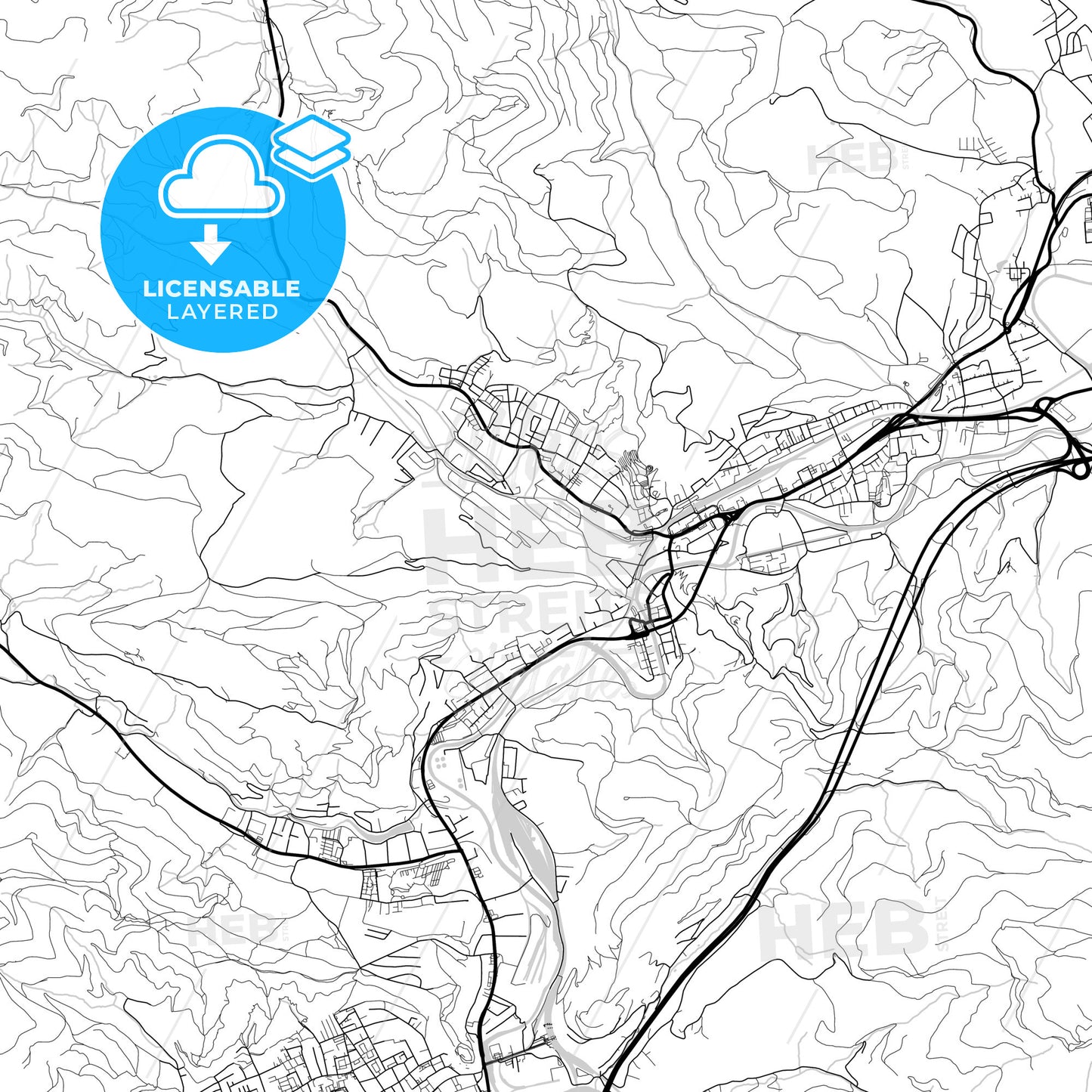 Layered PDF map of Kapfenberg, Styria, Austria