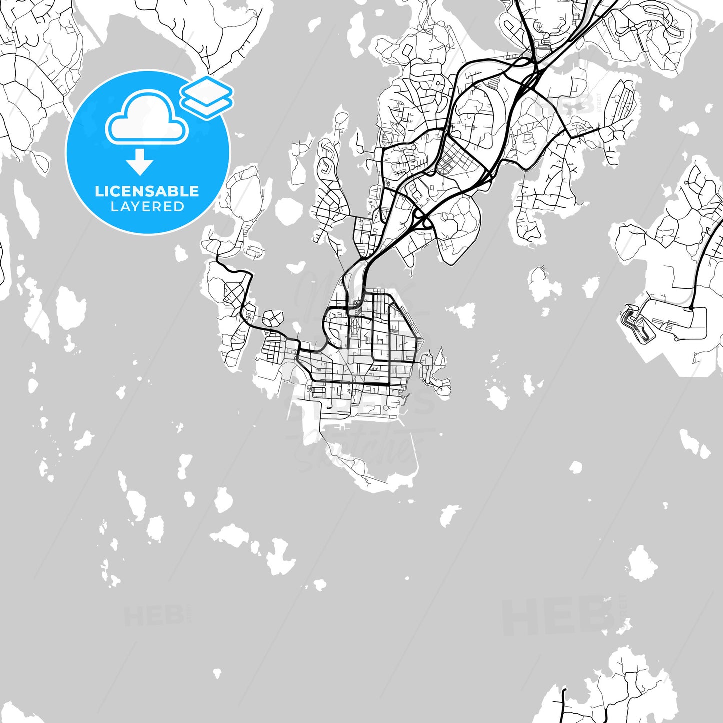 Layered PDF map of Karlskrona, Sweden