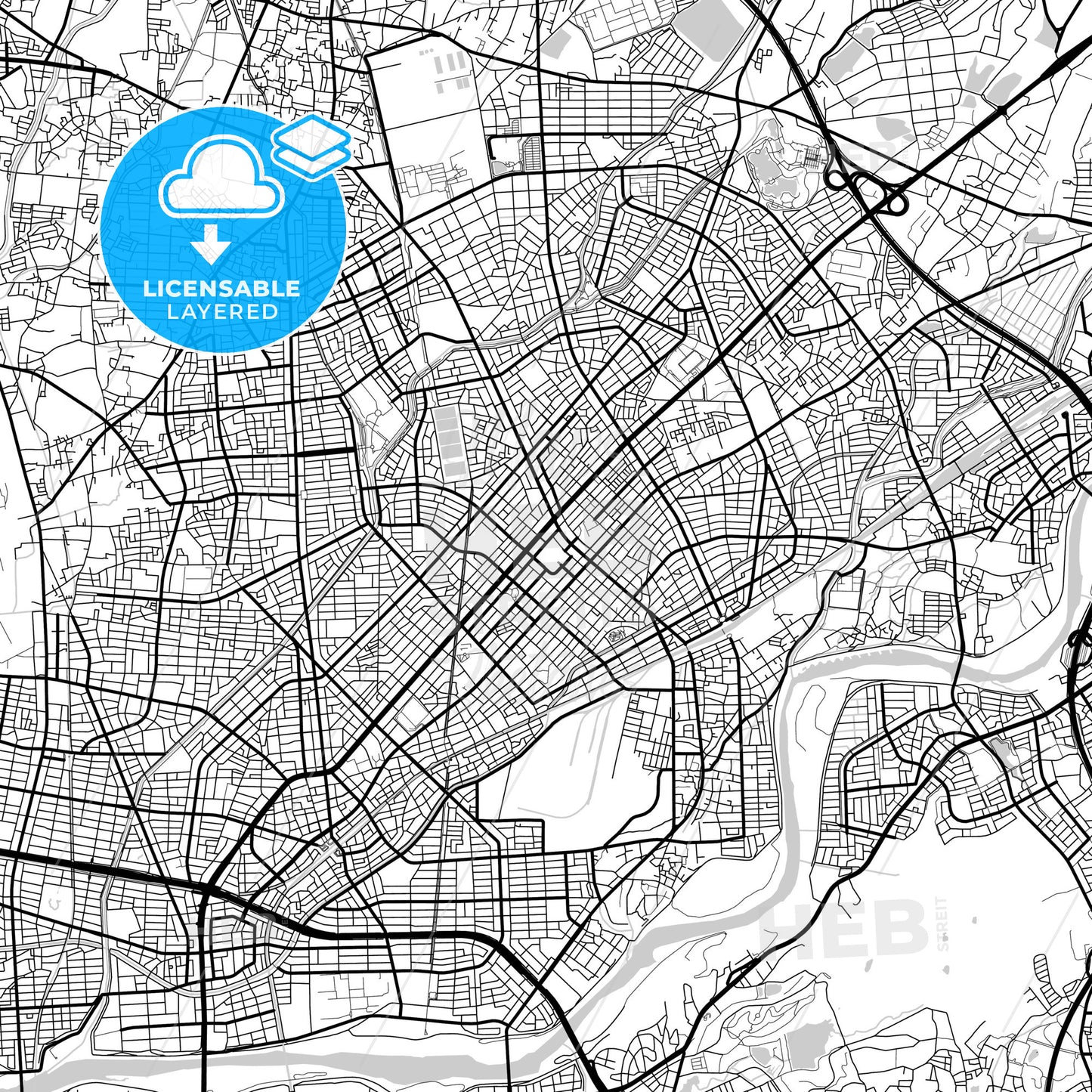 Layered PDF map of Kasugai, Aichi, Japan