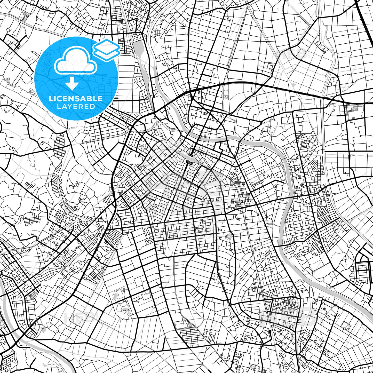 Layered PDF map of Kasukabe, Saitama, Japan