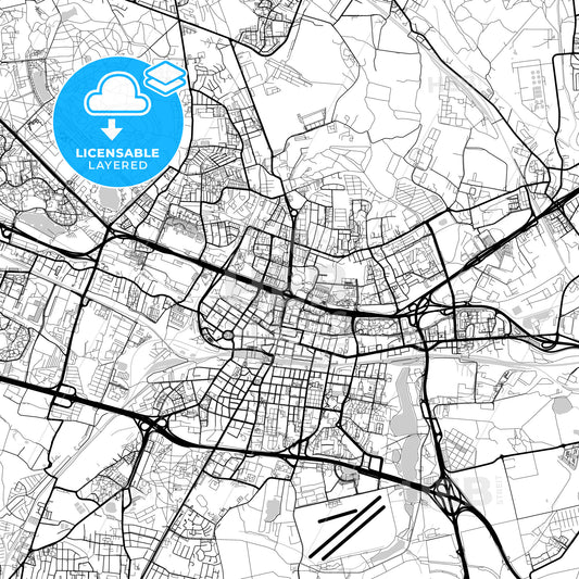 Layered PDF map of Katowice, Silesian, Poland