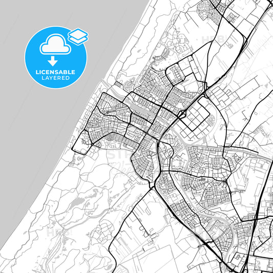Layered PDF map of Katwijk, South Holland, Netherlands