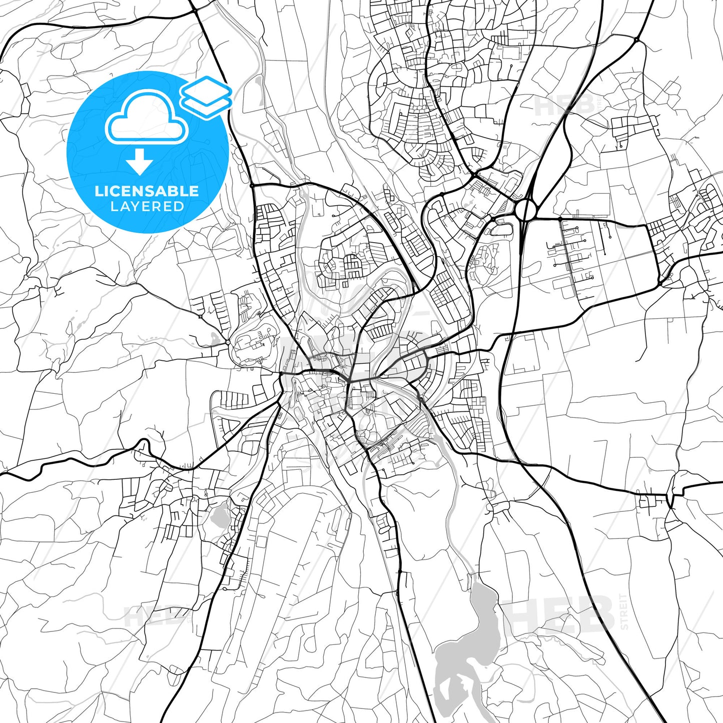 Layered PDF map of Kaufbeuren, Bavaria, Germany