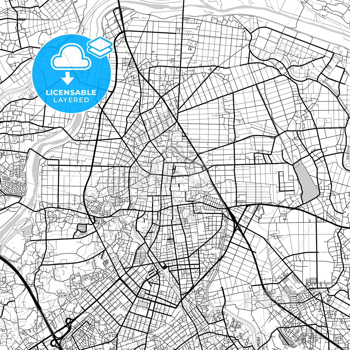 Layered PDF map of Kawagoe, Saitama, Japan