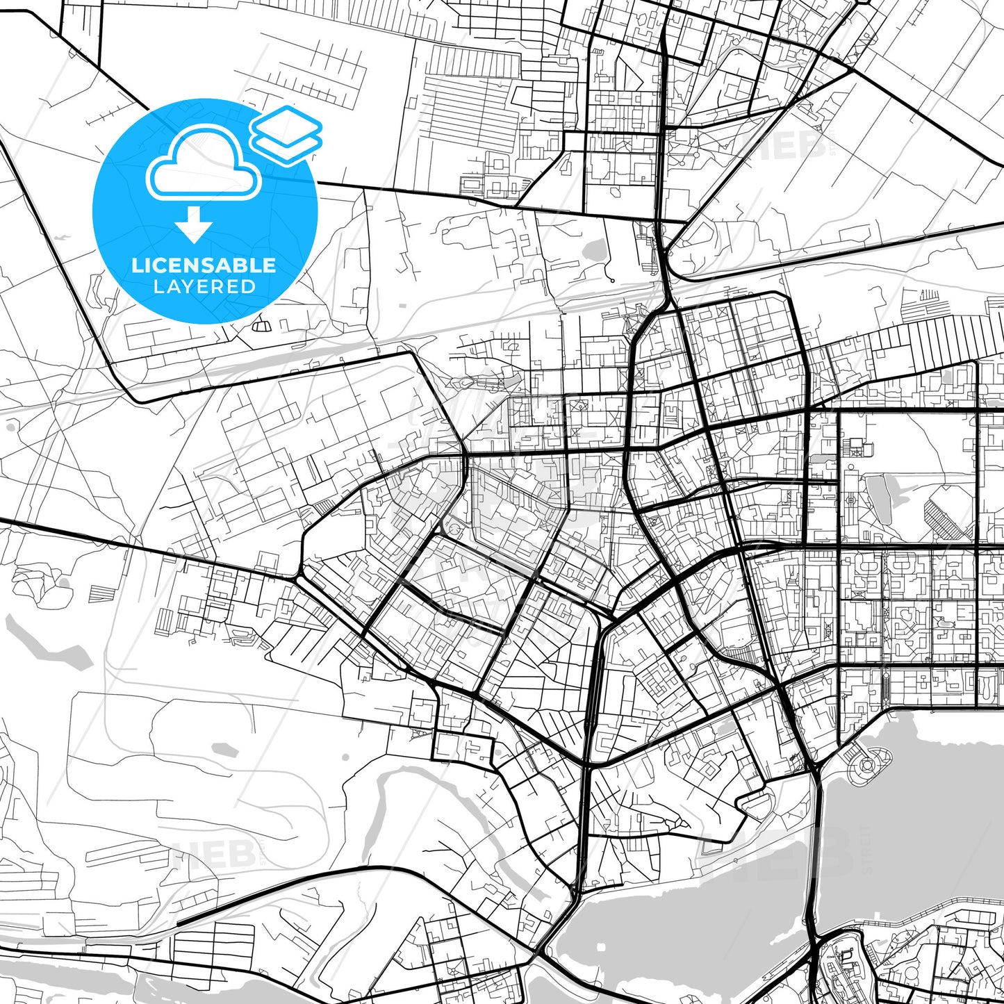 Layered PDF map of Kazan, Republic of Tatarstan, Russia