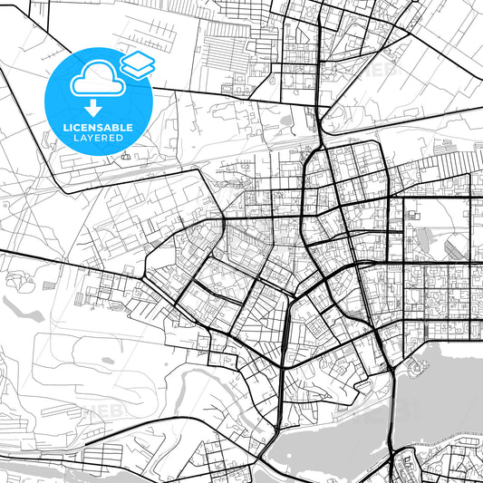 Layered PDF map of Kazan, Republic of Tatarstan, Russia