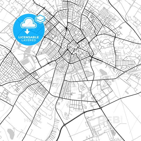 Layered PDF map of Kecskemét, Bács-Kiskun, Hungary