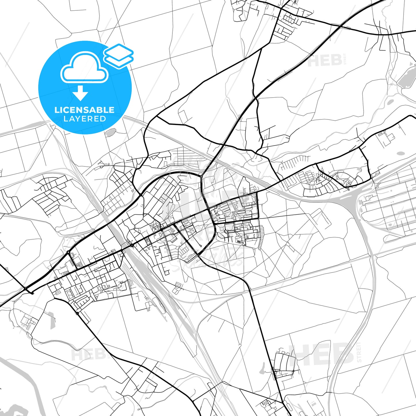 Layered PDF map of Kędzierzyn-Koźle, Opole, Poland