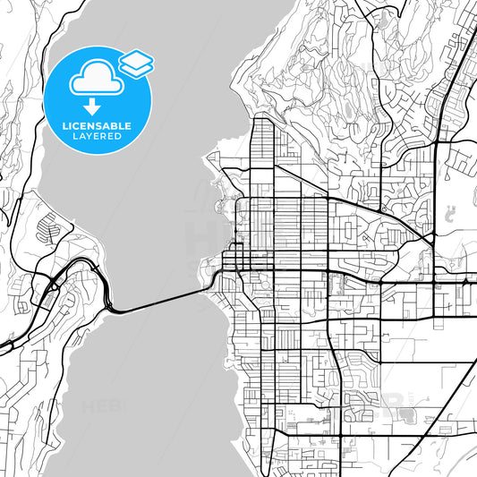 Layered PDF map of Kelowna, British Columbia, Canada