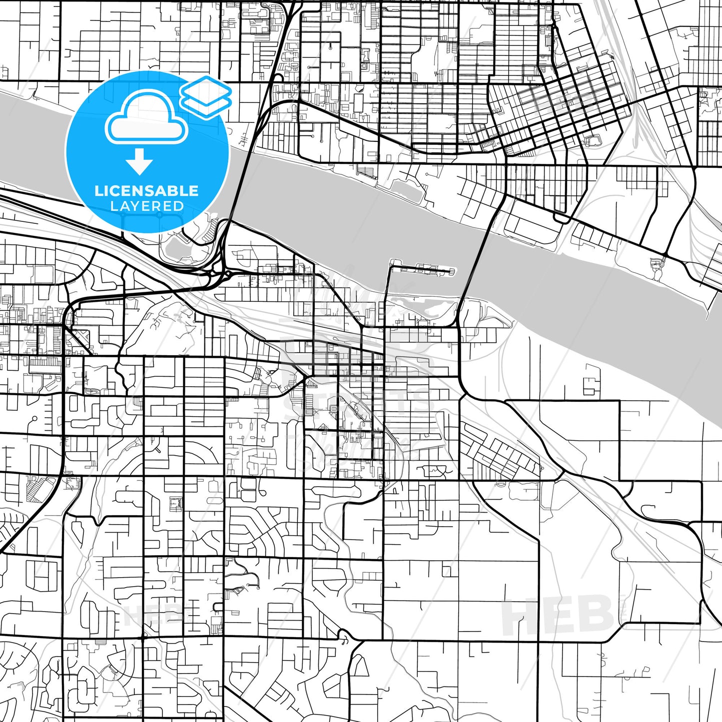 Layered PDF map of Kennewick, Washington, United States