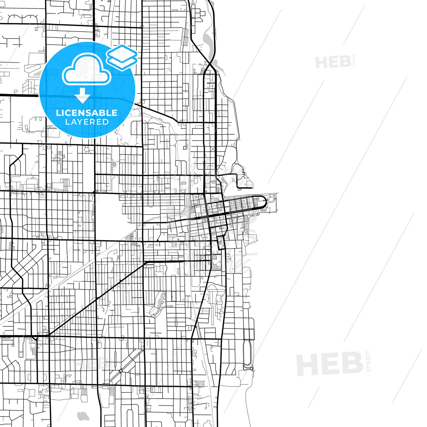 Layered PDF map of Kenosha, Wisconsin, United States