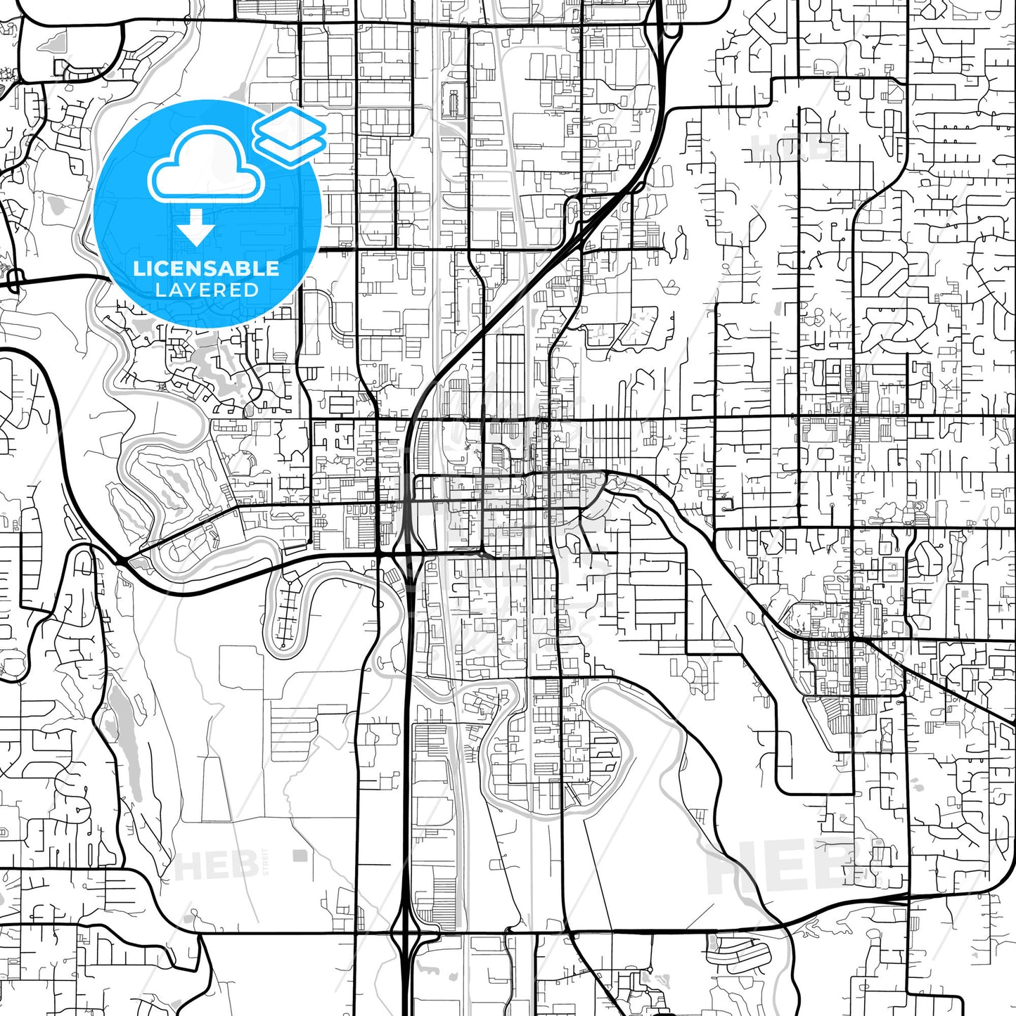 Layered PDF map of Kent, Washington, United States