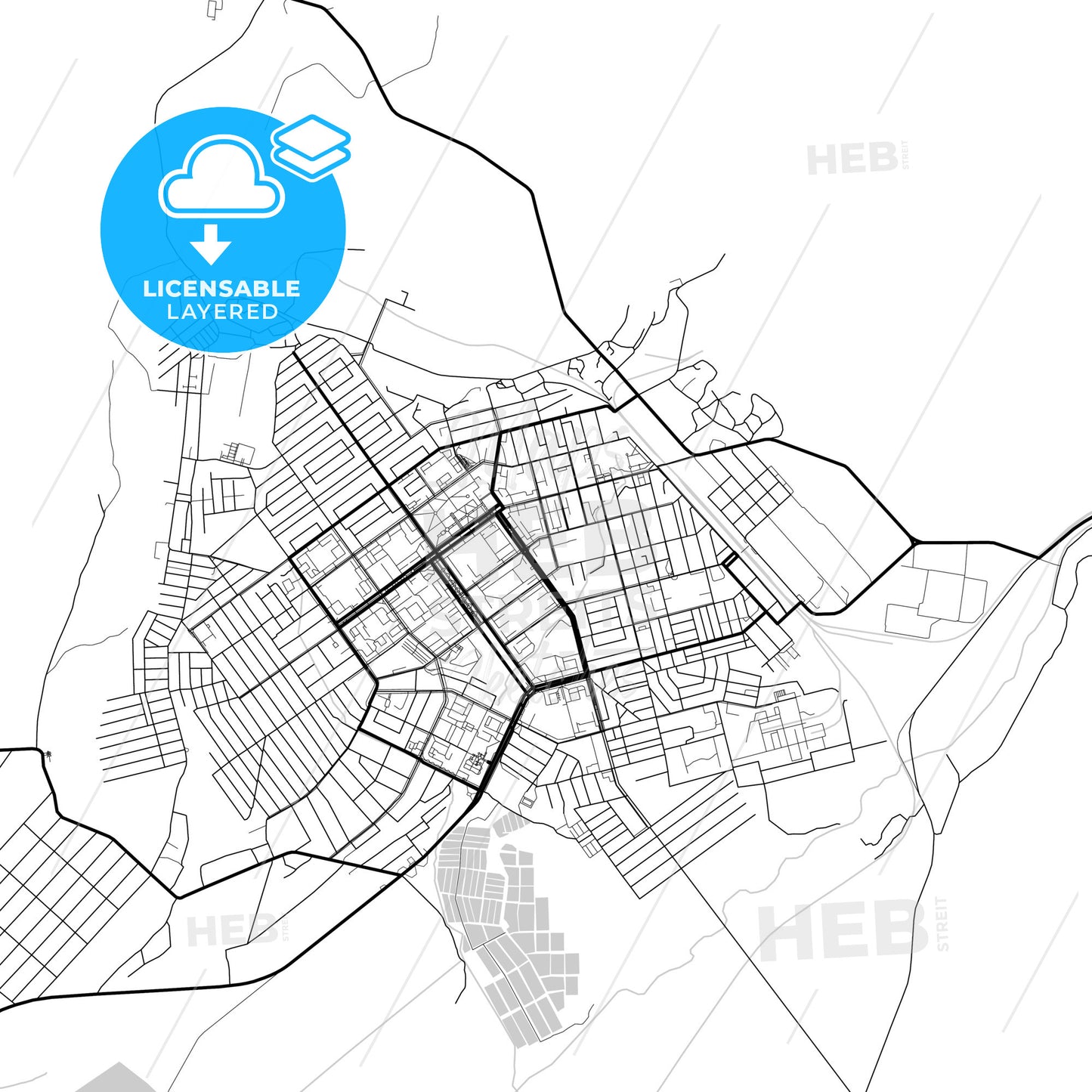 Layered PDF map of Kentau, South Kazakhstan Province, Kazakhstan