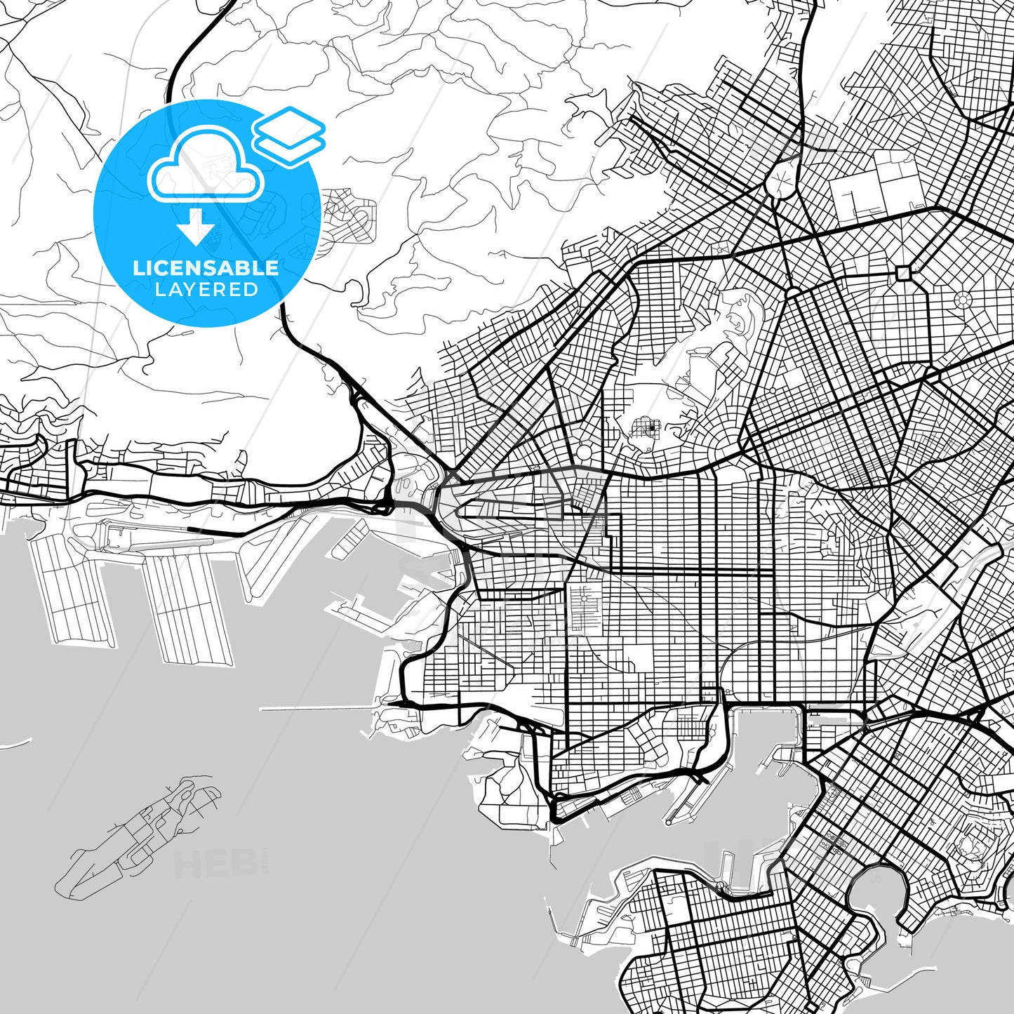 Layered PDF map of Keratsini, Attica, Greece