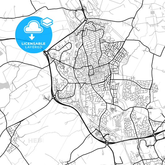 Layered PDF map of Kettering, East Midlands, England
