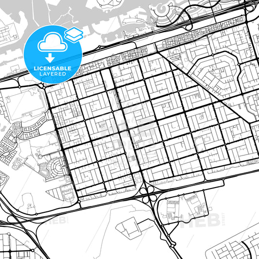 Layered PDF map of Khalifah A City, United Arab Emirates