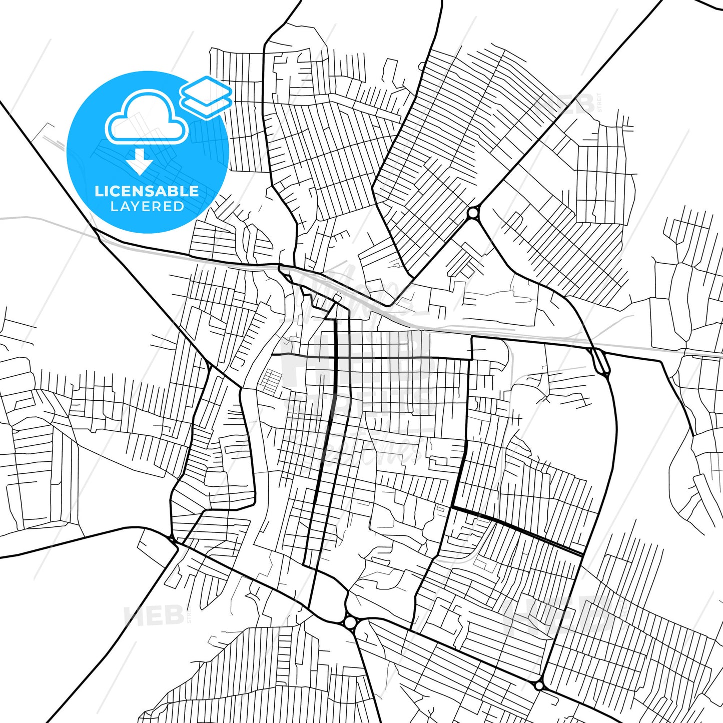 Layered PDF map of Khasavyurt, Republic of Dagestan, Russia