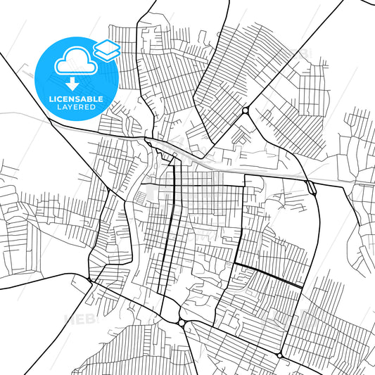 Layered PDF map of Khasavyurt, Republic of Dagestan, Russia