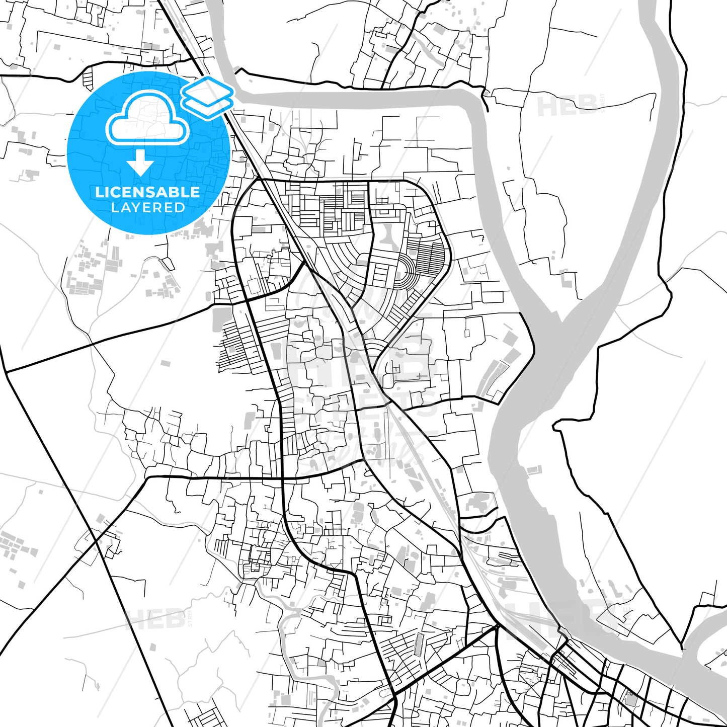 Layered PDF map of Khulna, Khulna, Bangladesh