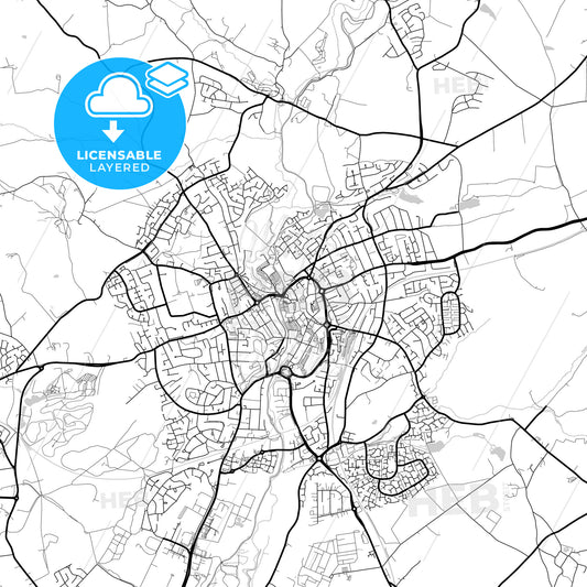 Layered PDF map of Kidderminster, West Midlands, England