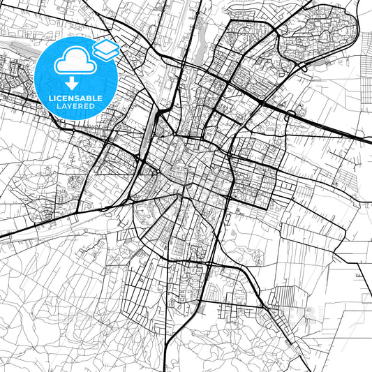 Layered PDF map of Kielce, Świętokrzyskie, Poland