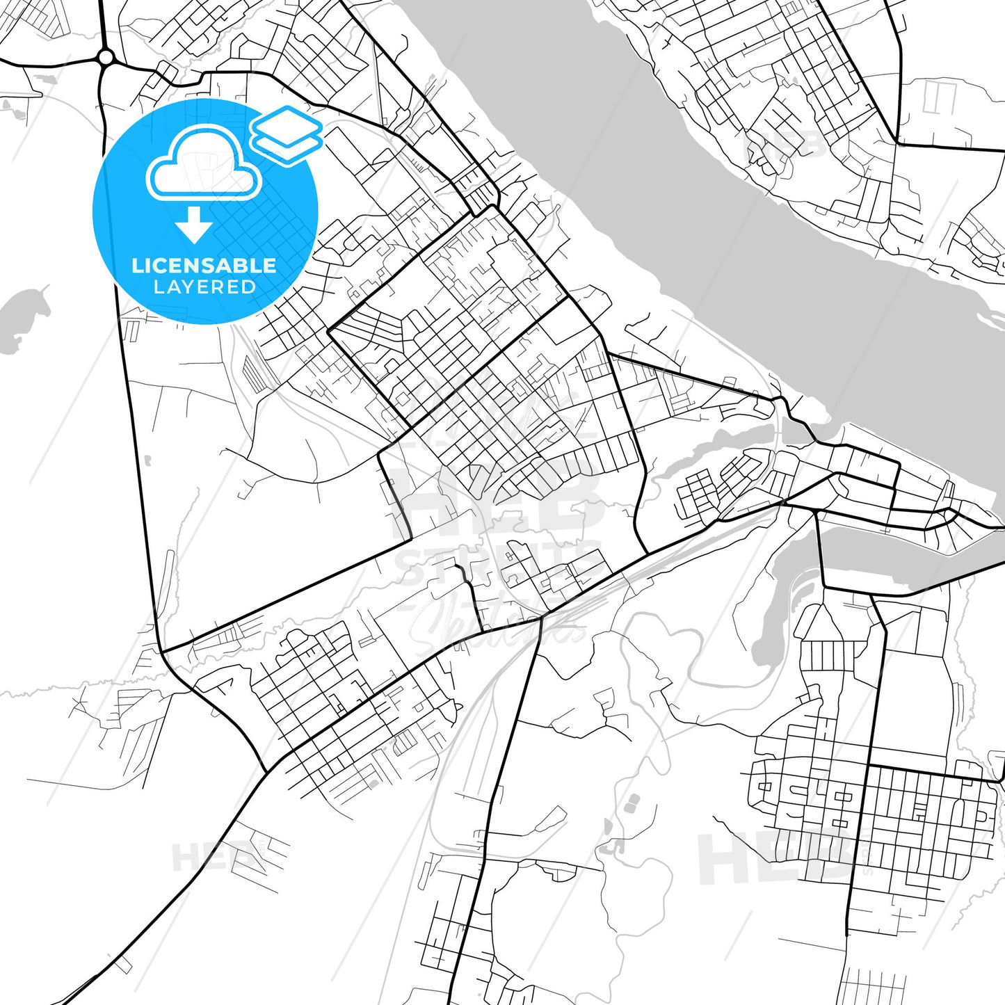 Layered PDF map of Kineshma, Ivanovo Oblast, Russia