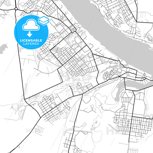 Layered PDF map of Kineshma, Ivanovo Oblast, Russia