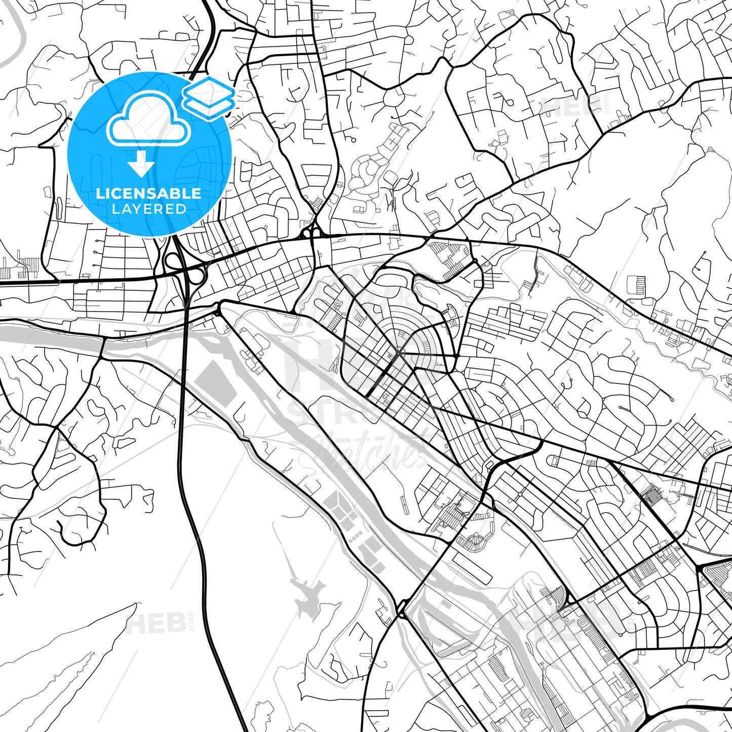 Layered PDF map of Kingsport, Tennessee, United States