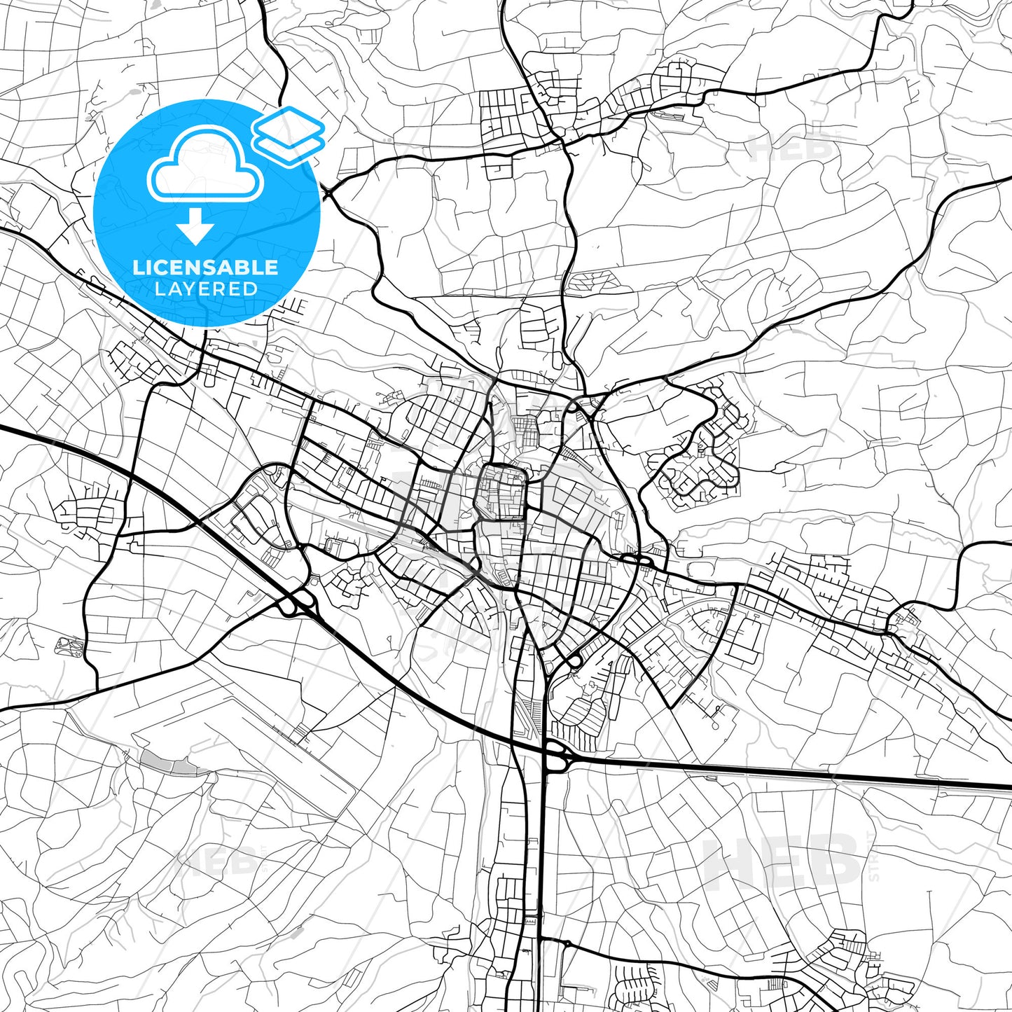 Layered PDF map of Kirchheim unter Teck, Baden-Wuerttemberg, Germany