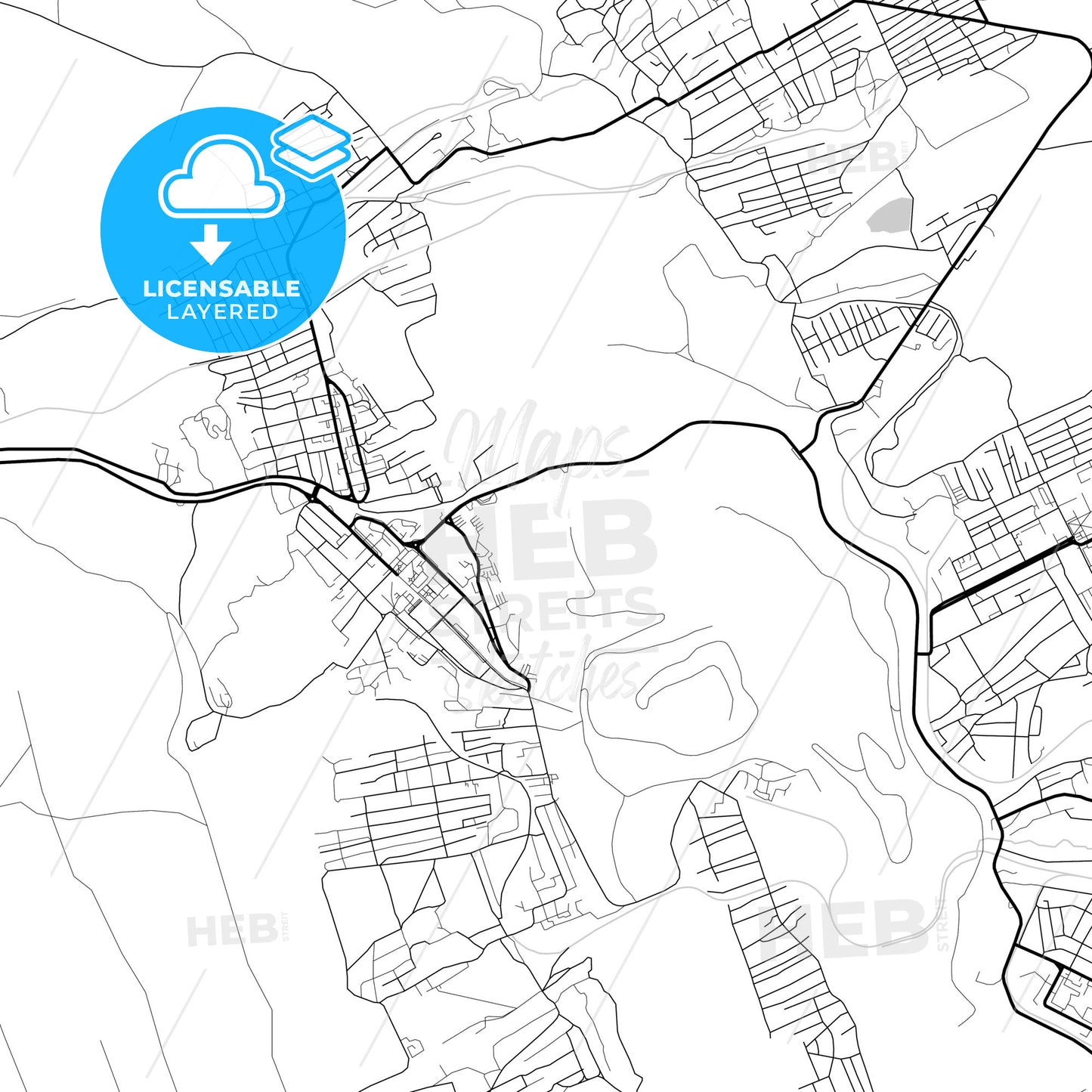 Layered PDF map of Kiselyovsk, Kemerovo Oblast, Russia