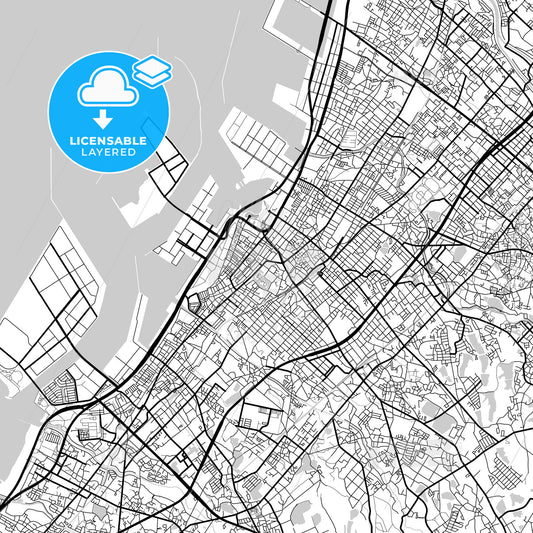 Layered PDF map of Kishiwada, Osaka, Japan