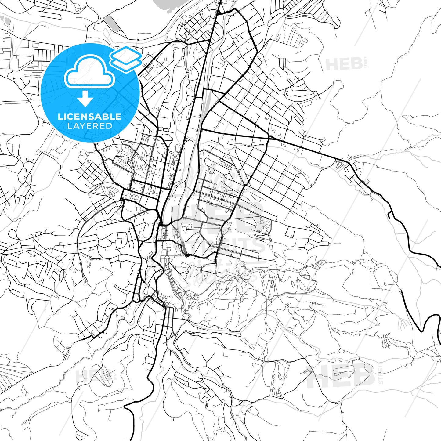 Layered PDF map of Kislovodsk, Stavropol Krai, Russia