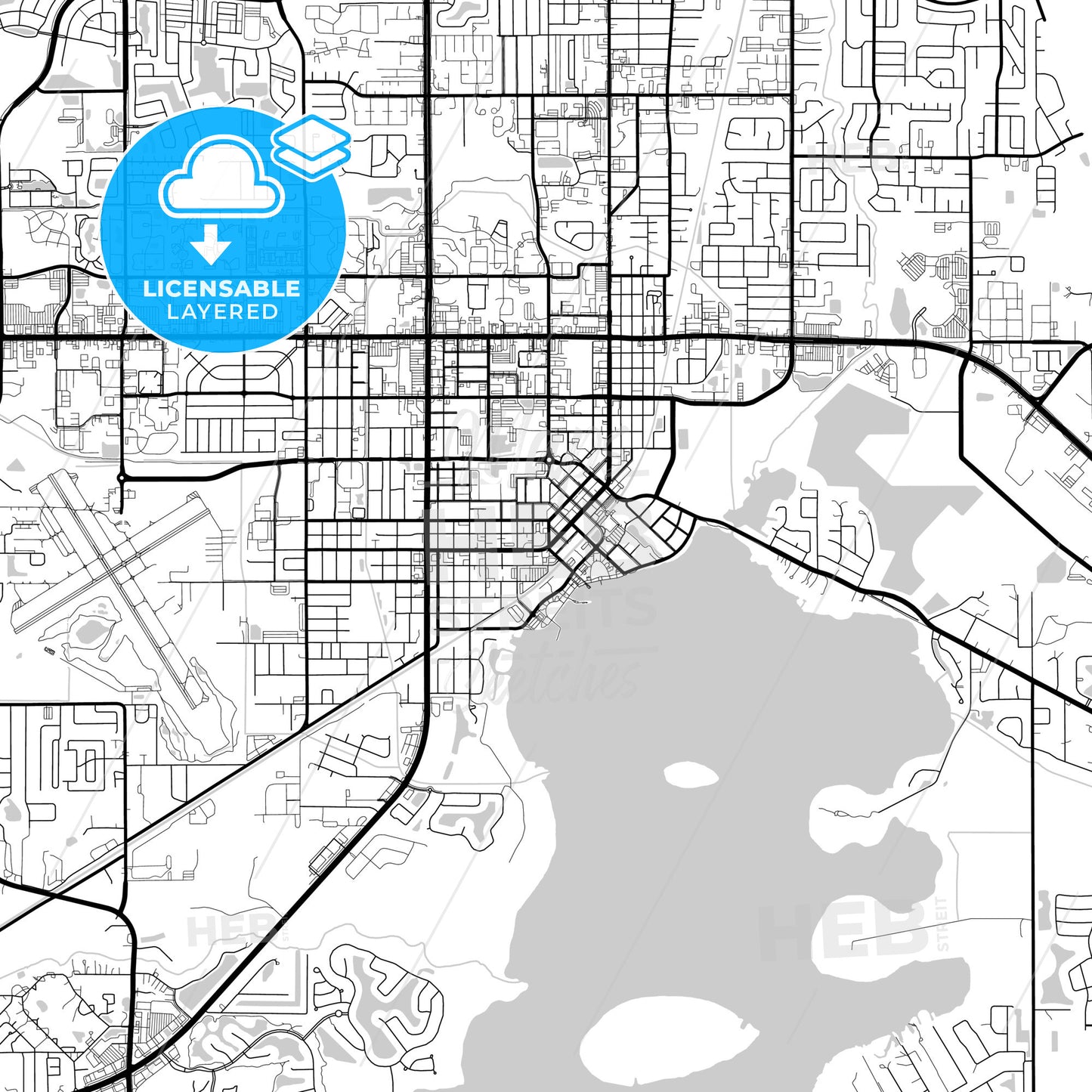 Layered PDF map of Kissimmee, Florida, United States