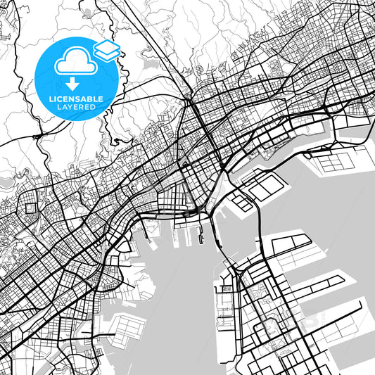 Layered PDF map of Kobe, Hyōgo, Japan
