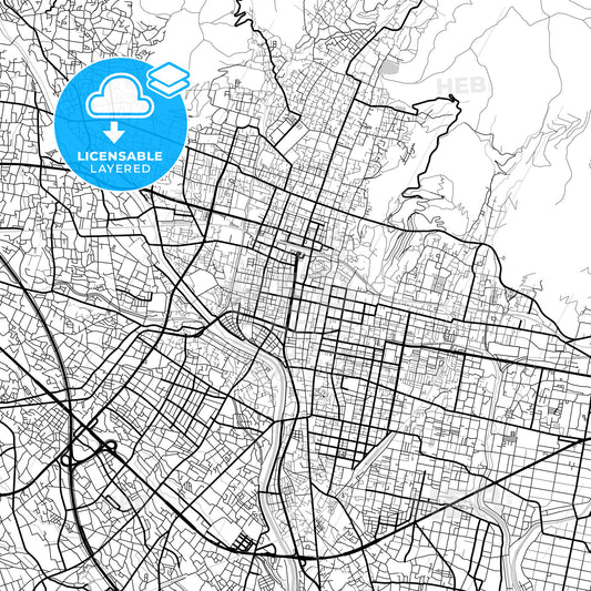 Layered PDF map of Kōfu, Yamanashi, Japan